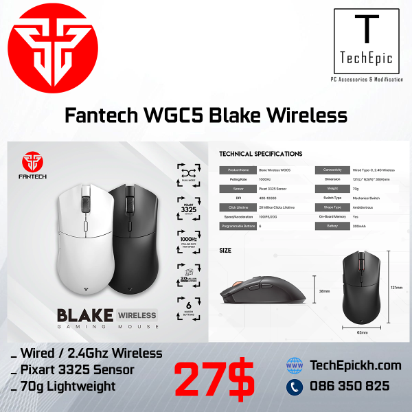 Fantech WGC5 BK WH Wireless