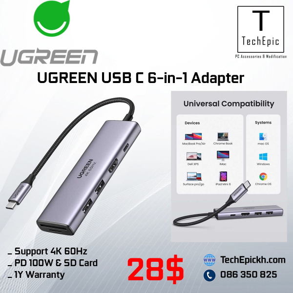 UGREEN 6 in 1 USB C Adapter