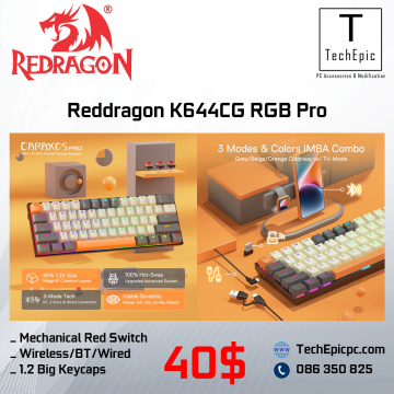 Reddragon K644CG RGB Pro Wireless Bluetooth