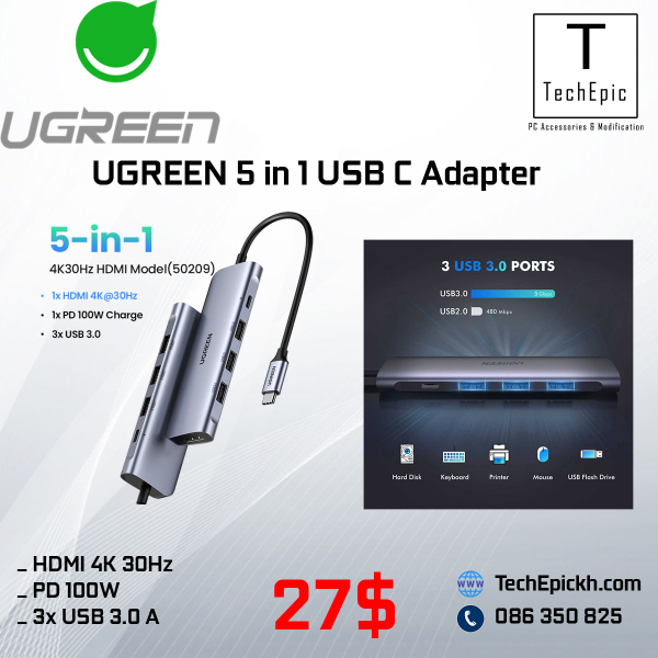 UGREEN 5 in 1 USB C Adapter