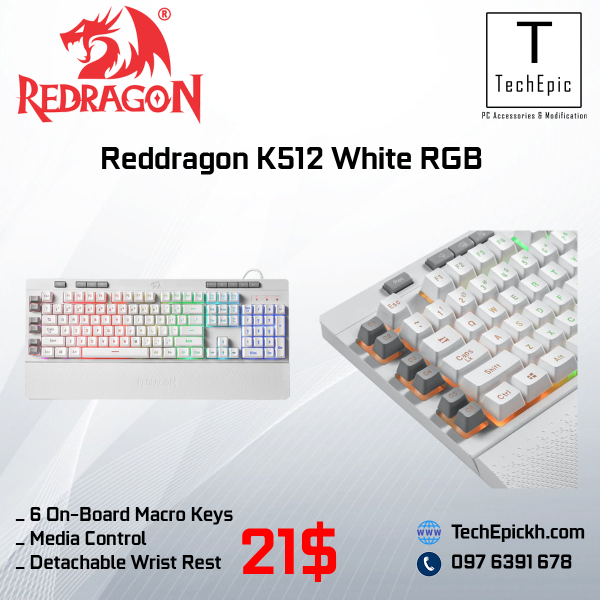 Razer K512 White RGB Wired