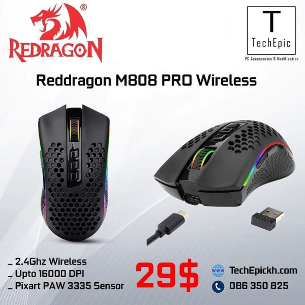 Reddragon M808 PRO Black Wireless