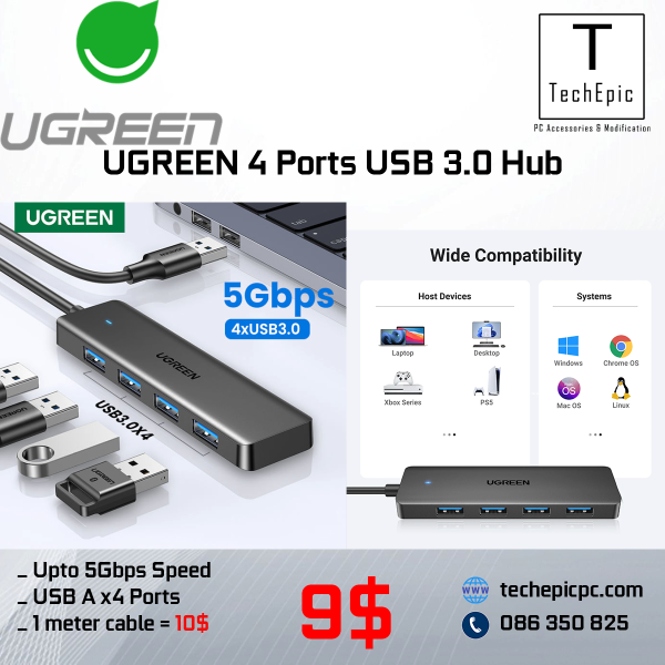 UGREEN 4 Ports USB A 3.0 Hub 