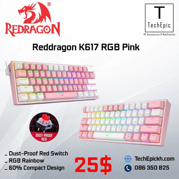 Reddragon K617 Pink Wired