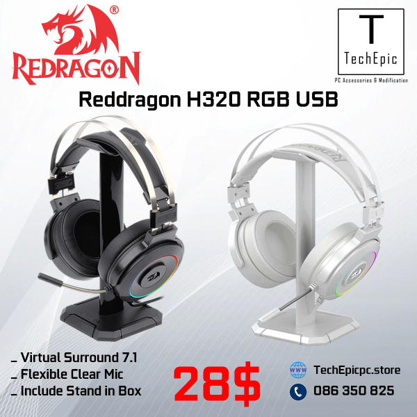 Reddragon H320 RGB 7.1 USB + Stand 